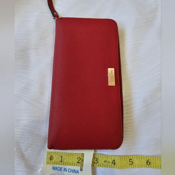 Kate Spade Newbury Lane Red Zip Around Wallet - Picture 14 of 15